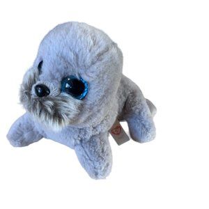 Ty Beanie Boos Wiggy Walrus Gray Plush Stuffed Animal Doll Toy Seal Blue Glitter
